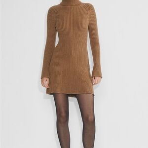 Aritzia Sunday Best Long Sleeve Elegant Camel Sweater Dress